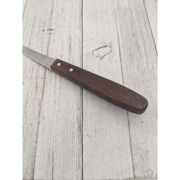 Vintage Slotted Holes Spoon Strainer Stainless Steel Wood Handle 12" - Picture 5 of 6